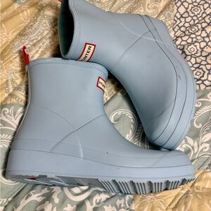 Hunter Light Blue Ankle Boots